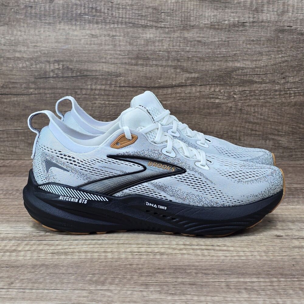 Brooks Glycerin GTS 22 Men's Size 9 D White Black Running Shoes (1104461D135)